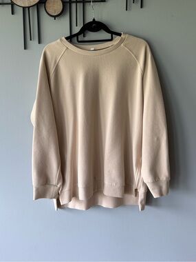 Cream Casual Pullover Sweatshirt with side zipper detail